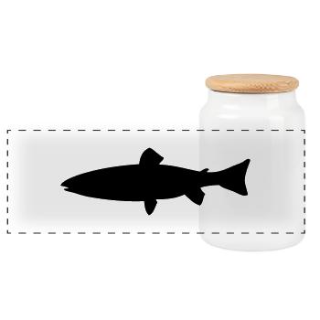 Meerforelle - Fisch - Fish - Panorama Keksdose mit Holzdeckel - Weiß - Vorne