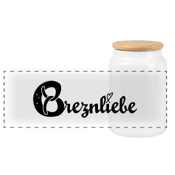 Breznliebe – Denn Brezn sind das Brot der Bayern! - Panorama Keksdose mit Holzdeckel - Weiß - Vorne