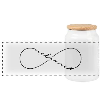 Melanie Name Infinitysymbol - Panorama Keksdose mit Holzdeckel - Weiß - Vorne