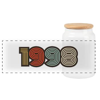 1998 rétro vintage - Boîte à biscuits avec couvercle en bois - blanc - Devant