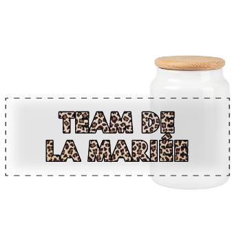 Leopard Bride's Team - Panoramic Cookie Jar with Wooden Lid - white - Front