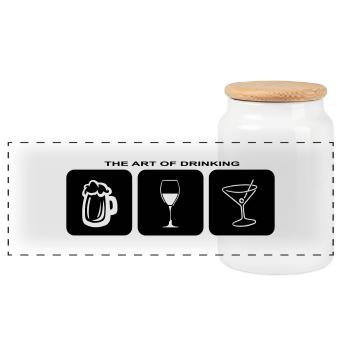 Drinking Fun Party Beer Wine Birthday - Panoramic Cookie Jar with Wooden Lid - white - Front