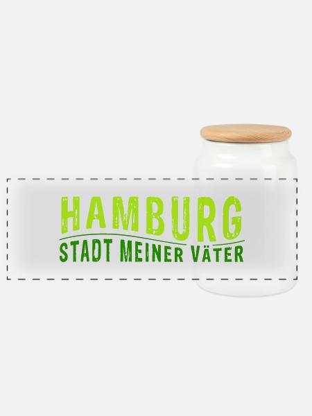 HAMBURG STADT MEINER VÄTER (Vectorgrafik) - Panorama Keksdose mit Holzdeckel - Weiß