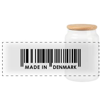 Bar Code Made in Denmark - Panoramic Cookie Jar with Wooden Lid - white - Front