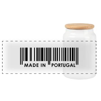 Fabriqué au Portugal - Boîte à biscuits avec couvercle en bois - blanc - Devant