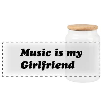 music - Panoramic Cookie Jar with Wooden Lid - white - Front