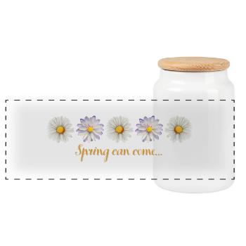 Le printemps peut arriver... - Boîte à biscuits avec couvercle en bois - blanc - Devant