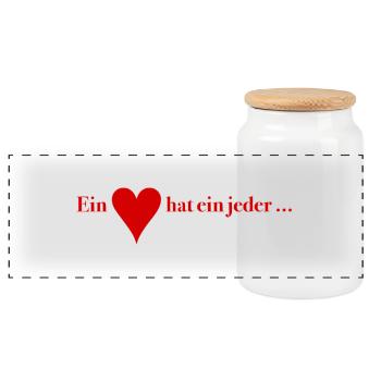 Ein Herz hat ein jeder – Skat Humor Shirt - Panorama Keksdose mit Holzdeckel - Weiß - Vorne