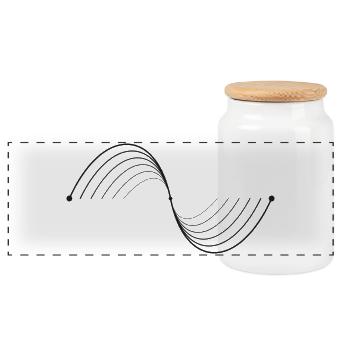 Noir ondulé abstrait - Boîte à biscuits avec couvercle en bois - blanc - Devant