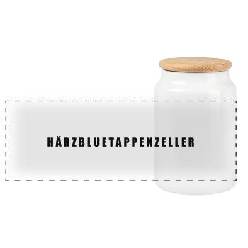 Härzbluetappenzeller Appenzell - Panorama Keksdose mit Holzdeckel - Weiß - Vorne
