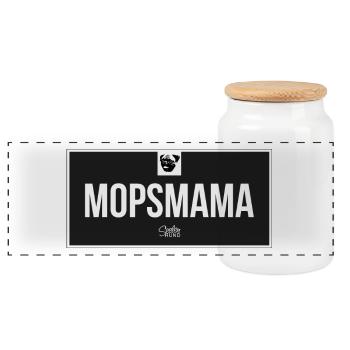 Mopsmama - Panorama Keksdose mit Holzdeckel - Weiß - Vorne