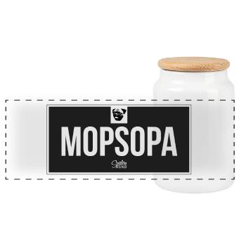 Mopsopa - Panorama Keksdose mit Holzdeckel - Weiß - Vorne