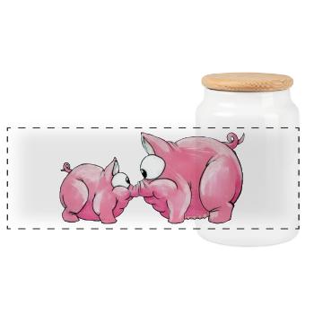 Piggies - Boîte à biscuits avec couvercle en bois - blanc - Devant