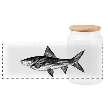 carp carp fish fish animal animals - Panoramic Cookie Jar with Wooden Lid - white - Front