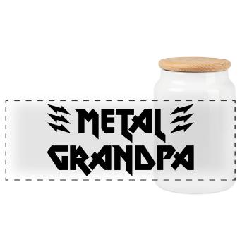 Metal Grandpa Family Shirt Gift - Panoramic Cookie Jar with Wooden Lid - white - Front
