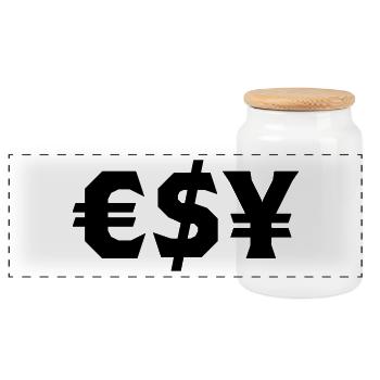 Euro Dollar Yen - Panoramic Cookie Jar with Wooden Lid - white - Front