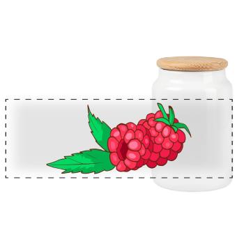 raspberries - Panoramic Cookie Jar with Wooden Lid - white - Front