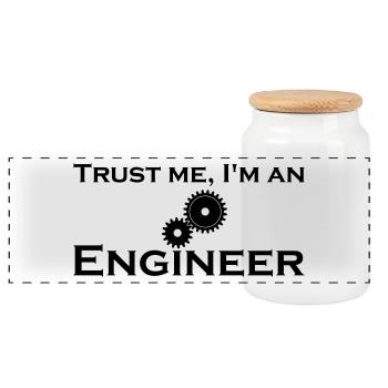 trust me i'm an engineer - Panoramic Cookie Jar with Wooden Lid - white - Front