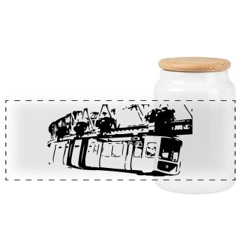 Monorail - Boîte à biscuits avec couvercle en bois - blanc - Devant