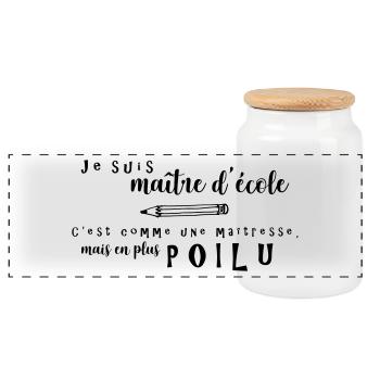 C'est comme une maîtresse, mais en plus poilu - Boîte à biscuits avec couvercle en bois - blanc - Devant