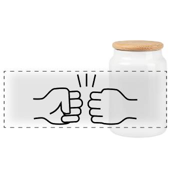 fistbump3 - Panoramic Cookie Jar with Wooden Lid - white - Front