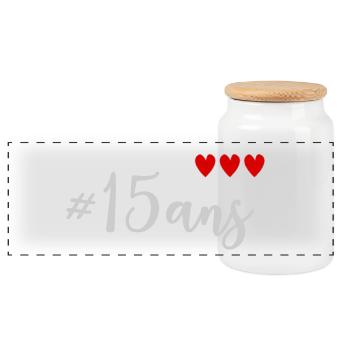 15 ANS. ANNIVERSAIRE. HAPPY BIRTHDAY. JOYEUX ANNIV - Boîte à biscuits avec couvercle en bois - blanc - Devant