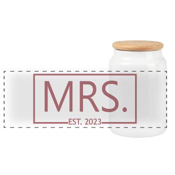 Frau Est. 2023 Verlobung Brautdusche Hochzeit - Panorama Keksdose mit Holzdeckel - Weiß - Vorne