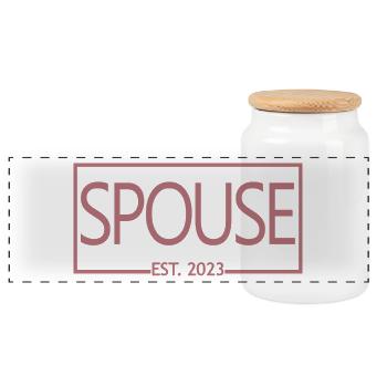 Conjoint Est. 2023 - Cadeau de mariage hommes et femmes - Boîte à biscuits avec couvercle en bois - blanc - Devant