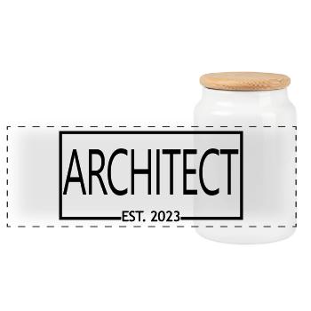 Architecte Est. 2023 Étudiant diplômé en architecture - Boîte à biscuits avec couvercle en bois - blanc - Devant