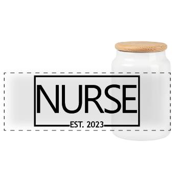 Krankenschwester Est. 2023 Abschluss Krankenpflege Student Geschenk - Panorama Keksdose mit Holzdeckel - Weiß - Vorne