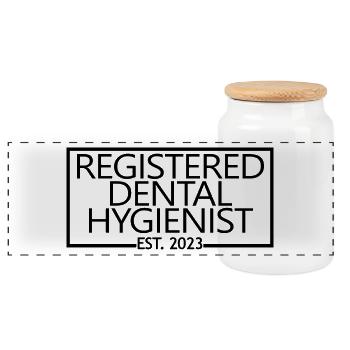 Registrierter Dentalhygieniker Est. 2023 Abschluss - Panorama Keksdose mit Holzdeckel - Weiß - Vorne