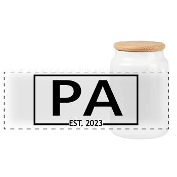 PA Est. 2023 Graduated Physician Assistant Gift - Panoramic Cookie Jar with Wooden Lid - white - Front