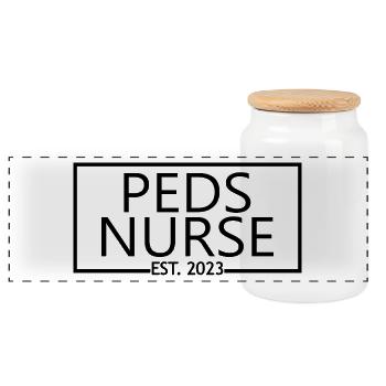 Peds Nurse Est. 2023 Abschluss Krankenpflegeschüler - Panorama Keksdose mit Holzdeckel - Weiß - Vorne