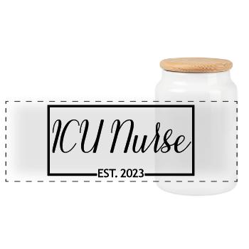 ICU Nurse Est. 2023 Absolventin der Krankenpflege - Panorama Keksdose mit Holzdeckel - Weiß - Vorne