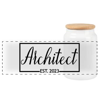 Architect Est. 2023 Graduated Architect Student - Panoramic Cookie Jar with Wooden Lid - white - Front