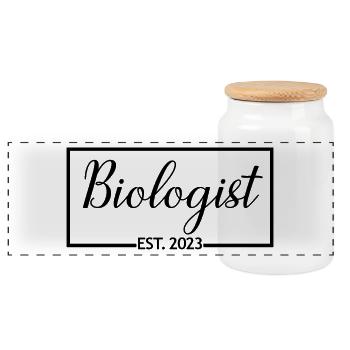 Biologiste Est. 2023 Étudiant diplômé en biologie - Boîte à biscuits avec couvercle en bois - blanc - Devant