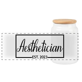 Esthéticienne Est. 2023 Cadeau esthéticienne diplômée - Boîte à biscuits avec couvercle en bois - blanc - Devant