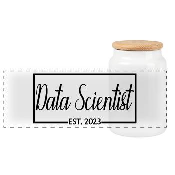 Datenwissenschaftler Est. 2023 Abschluss Data Scientist - Panorama Keksdose mit Holzdeckel - Weiß - Vorne
