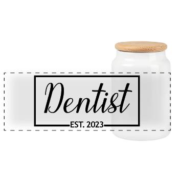 Dentiste Est. Étudiant diplômé en médecine dentaire 2023 - Boîte à biscuits avec couvercle en bois - blanc - Devant
