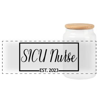 SICU Nurse Est. 2023 Diplômée en soins infirmiers - Boîte à biscuits avec couvercle en bois - blanc - Devant