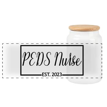 PEDS Nurse Est. 2023 Abschluss Krankenpflegeschüler - Panorama Keksdose mit Holzdeckel - Weiß - Vorne