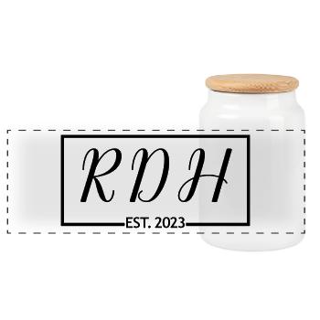 RDH Est. Cadeau d'hygiéniste dentaire enregistré 2023 - Boîte à biscuits avec couvercle en bois - blanc - Devant
