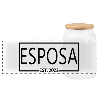 Esposa Est. 2022 Verlobung Brautdusche Hochzeit - Panorama Keksdose mit Holzdeckel - Weiß - Vorne