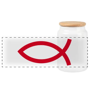 Jésus poisson Ichthys poisson poisson poisson - Boîte à biscuits avec couvercle en bois - blanc - Devant