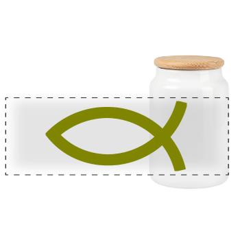 Jésus poisson Ichthys poisson poisson poisson - Boîte à biscuits avec couvercle en bois - blanc - Devant