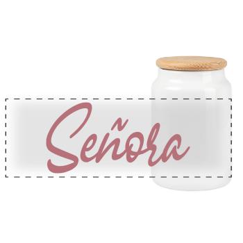 Señora Engagement Bride To Be Wedding Party - Panoramic Cookie Jar with Wooden Lid - white - Front