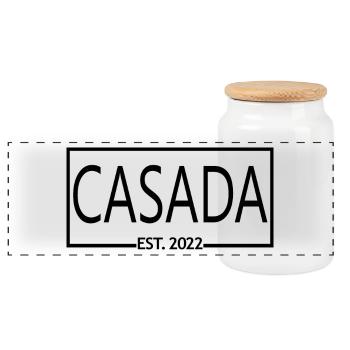 Casada Est. 2022 anniversaire de mariage Femmes mariées - Boîte à biscuits avec couvercle en bois - blanc - Devant