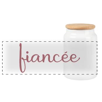 Fiancée Matching Engagement Wedding Honeymoon - Panoramic Cookie Jar with Wooden Lid - white - Front