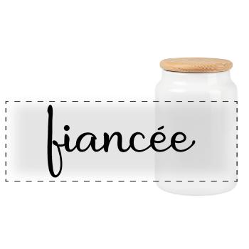 Fiancée Matching Engagement Wedding Honeymoon - Panoramic Cookie Jar with Wooden Lid - white - Front