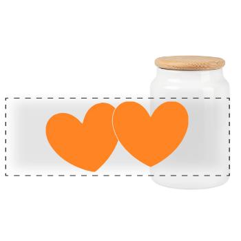Coeur orange Orange Saint-Valentin - Boîte à biscuits avec couvercle en bois - blanc - Devant